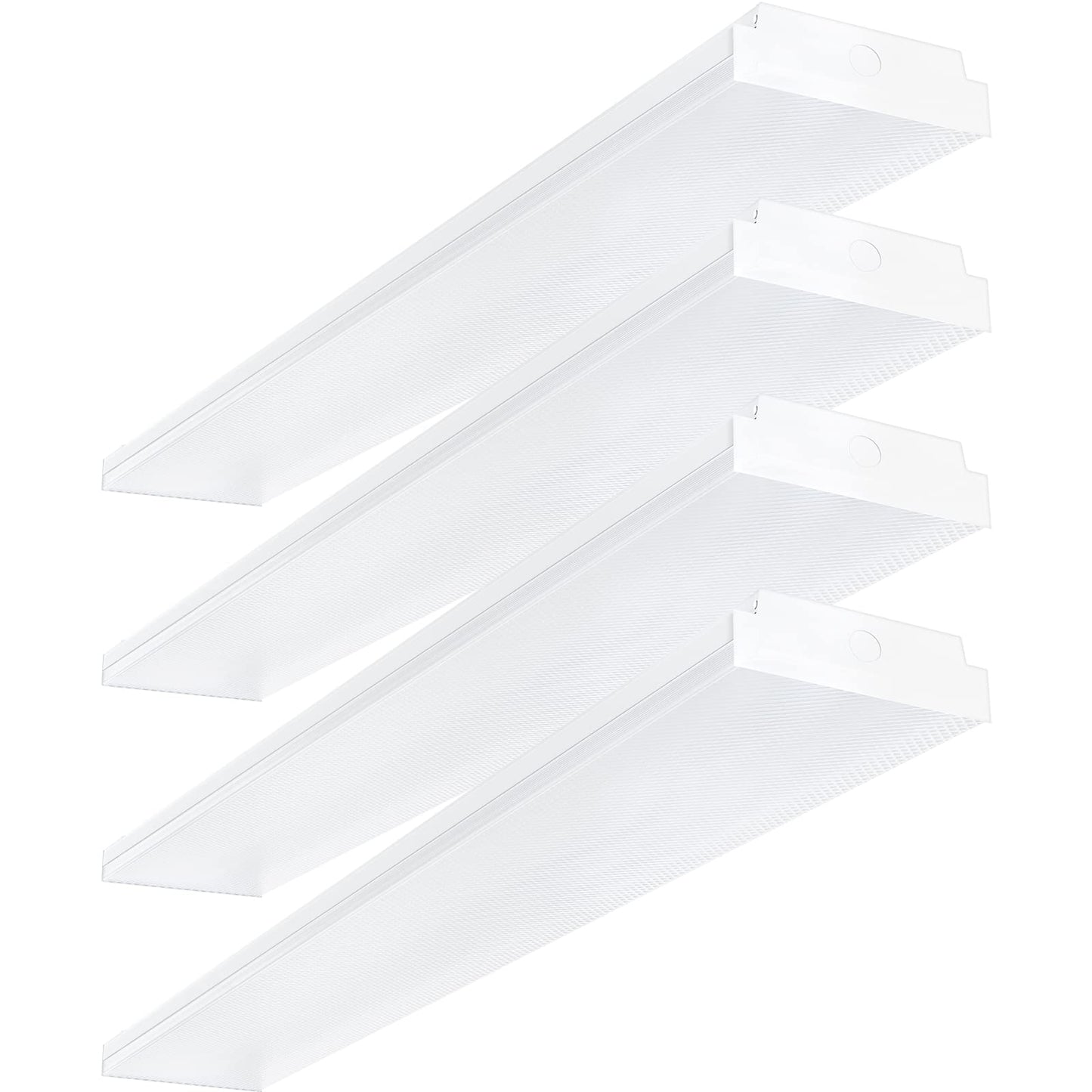 ANTLUX 4FT LED Wraparound 40W Shop Lights for Garage, 4400lm, 5000K, 4 Foot Crystal LED Wrap Light, 48 Inch Integrated Linear Strip Flush Mount Office Workshop Ceiling Lighting Fixture, 4 Pack