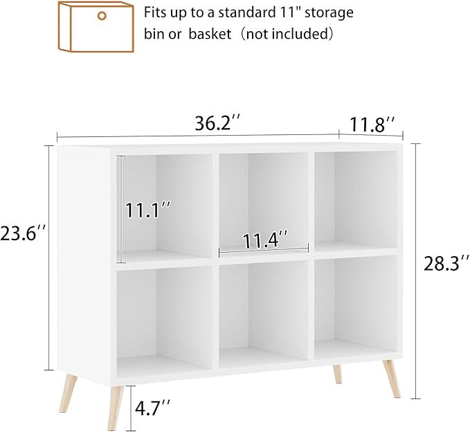 6 Cube Storage Organizer, Wood Bookcase