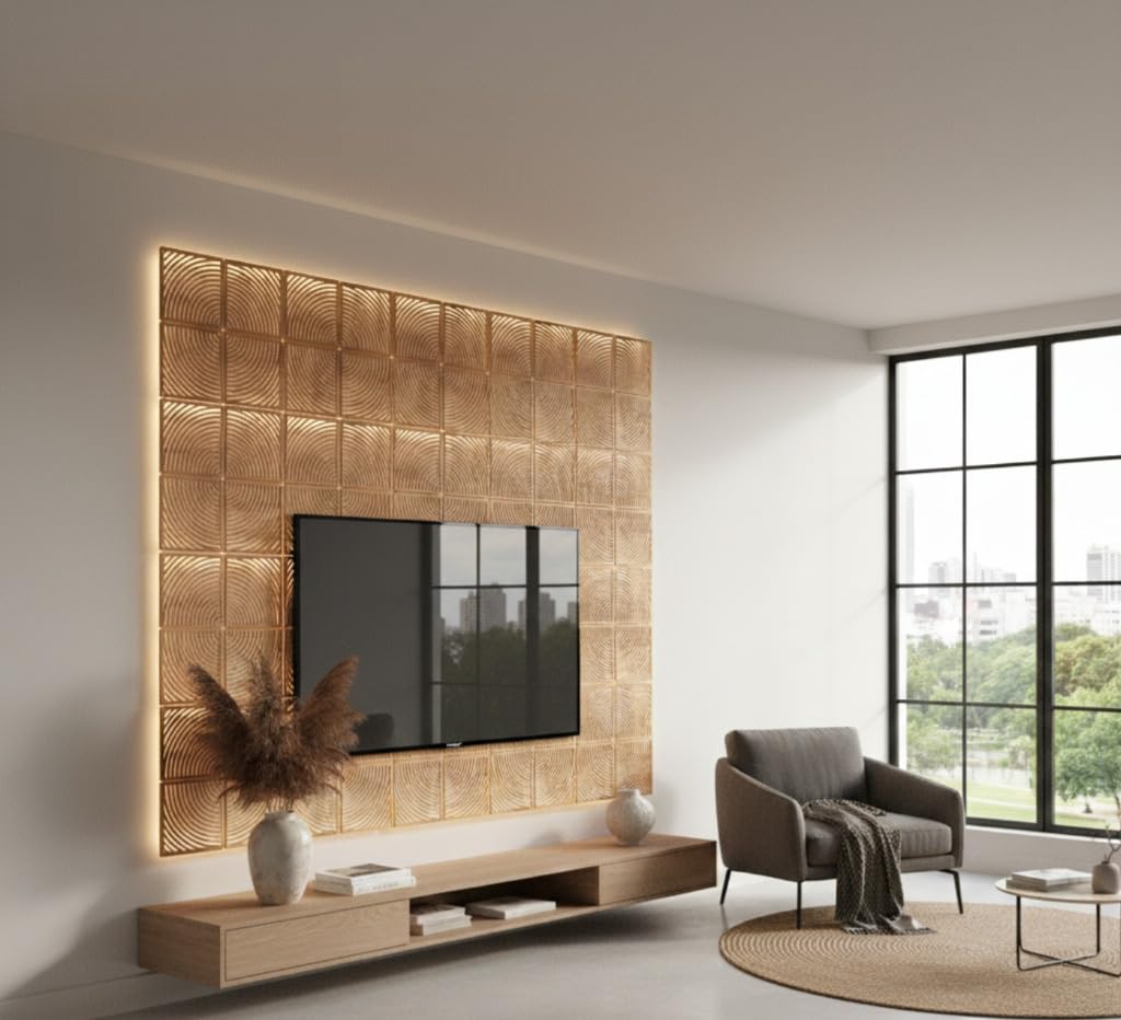 Woodtuct Teak Hanging Room Divider Panels, Set of 12