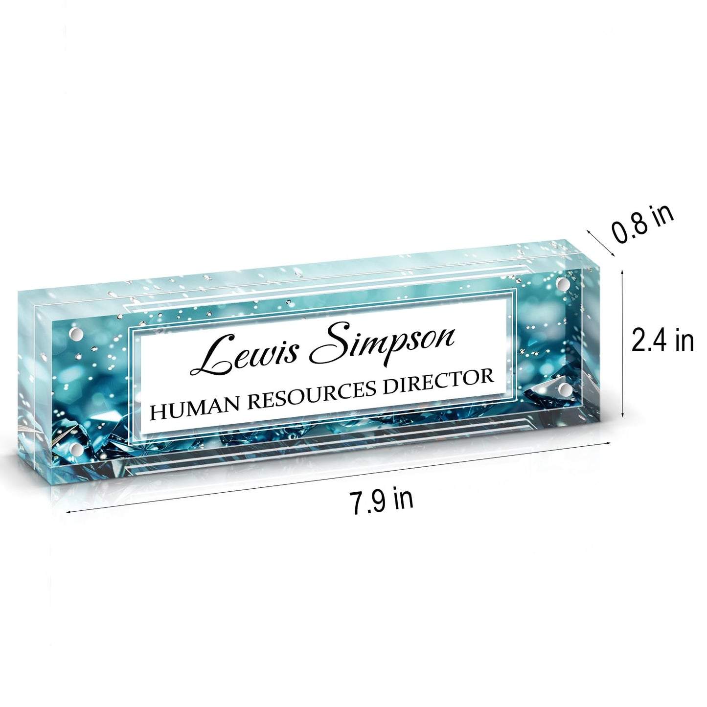 HETOOSHI Desk Name Plate Personalized, Desk Double sided pattern Name Plate Personalized Office Desk Decor for Women and Men , Teacher Nurse Boss Employee Appreciation Gifts (Green diamonds, fixed pattern)