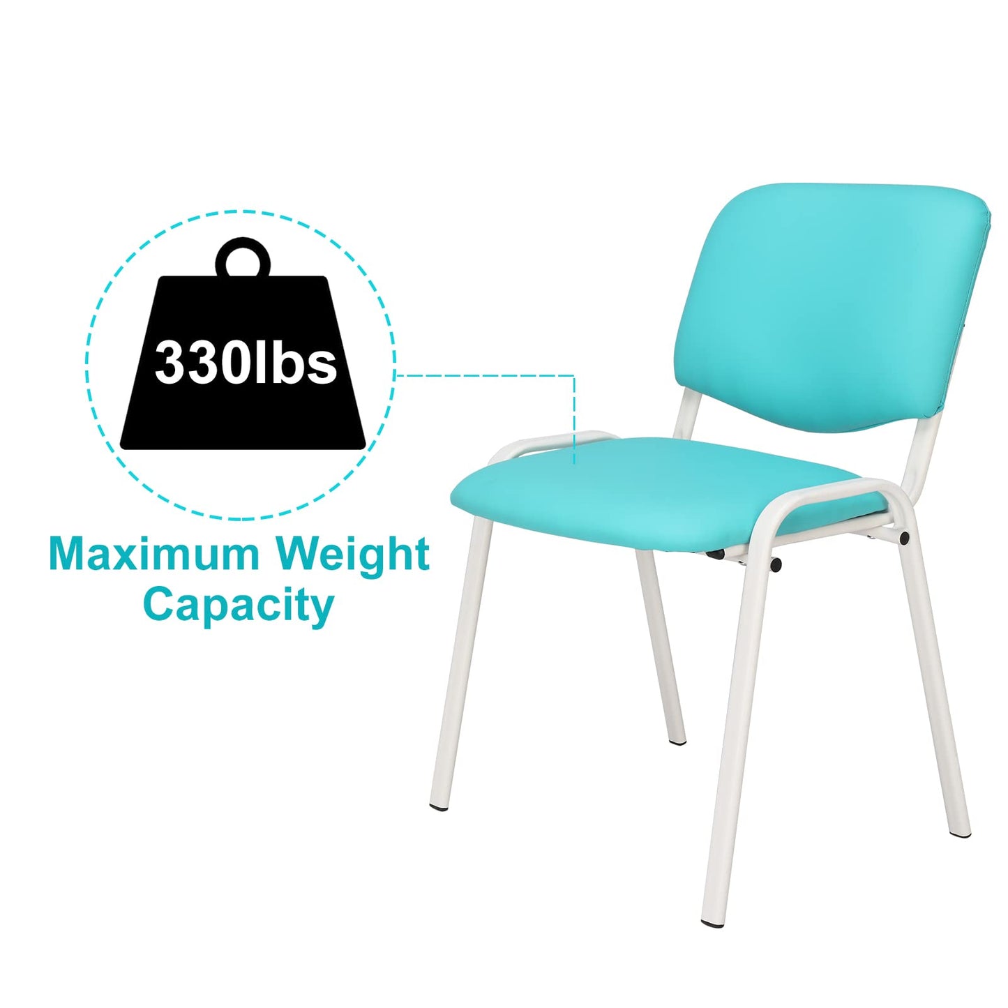 VINGLI Blue Waiting Room Chairs, 5-Pack PU Church Chairs Conference Stackable Office Guest & Reception Stacking for Meeting, Lobby, Simple&Space-Saving Pu-blue