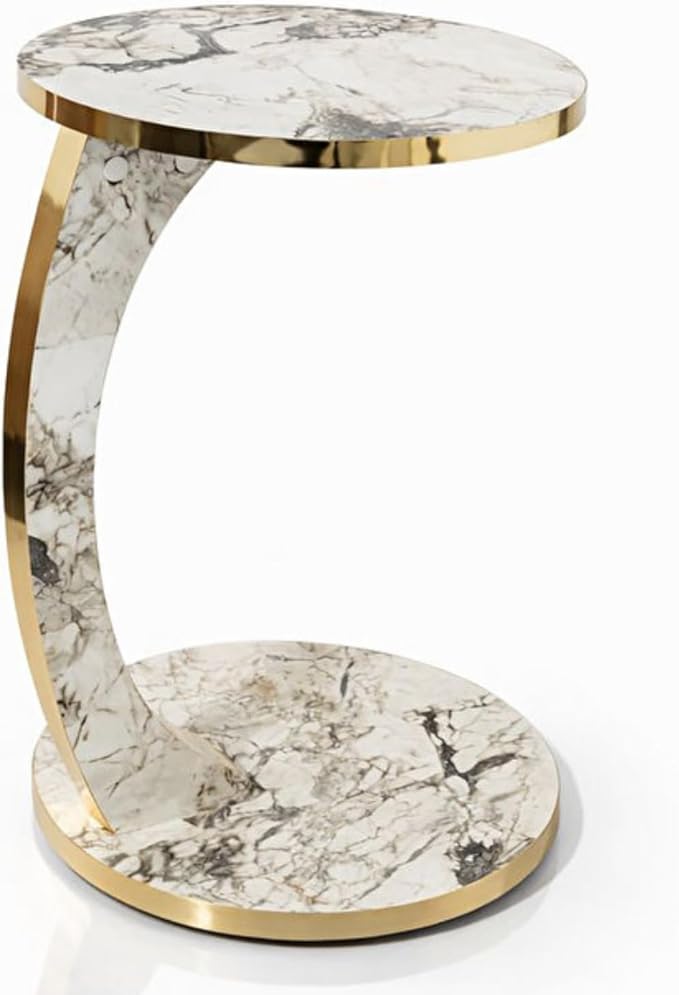 Luxury C Shaped Golden Effect Side Table
