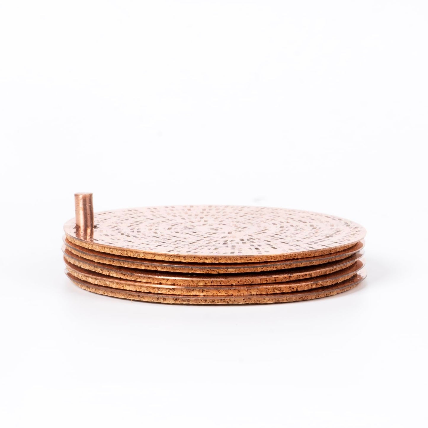 Copper Coasters Set of 4 with Holder - Premium Handmade Drink Coasters for Home & Bar - Elegant Copper Gift Set for Housewarming, Wedding, or Office