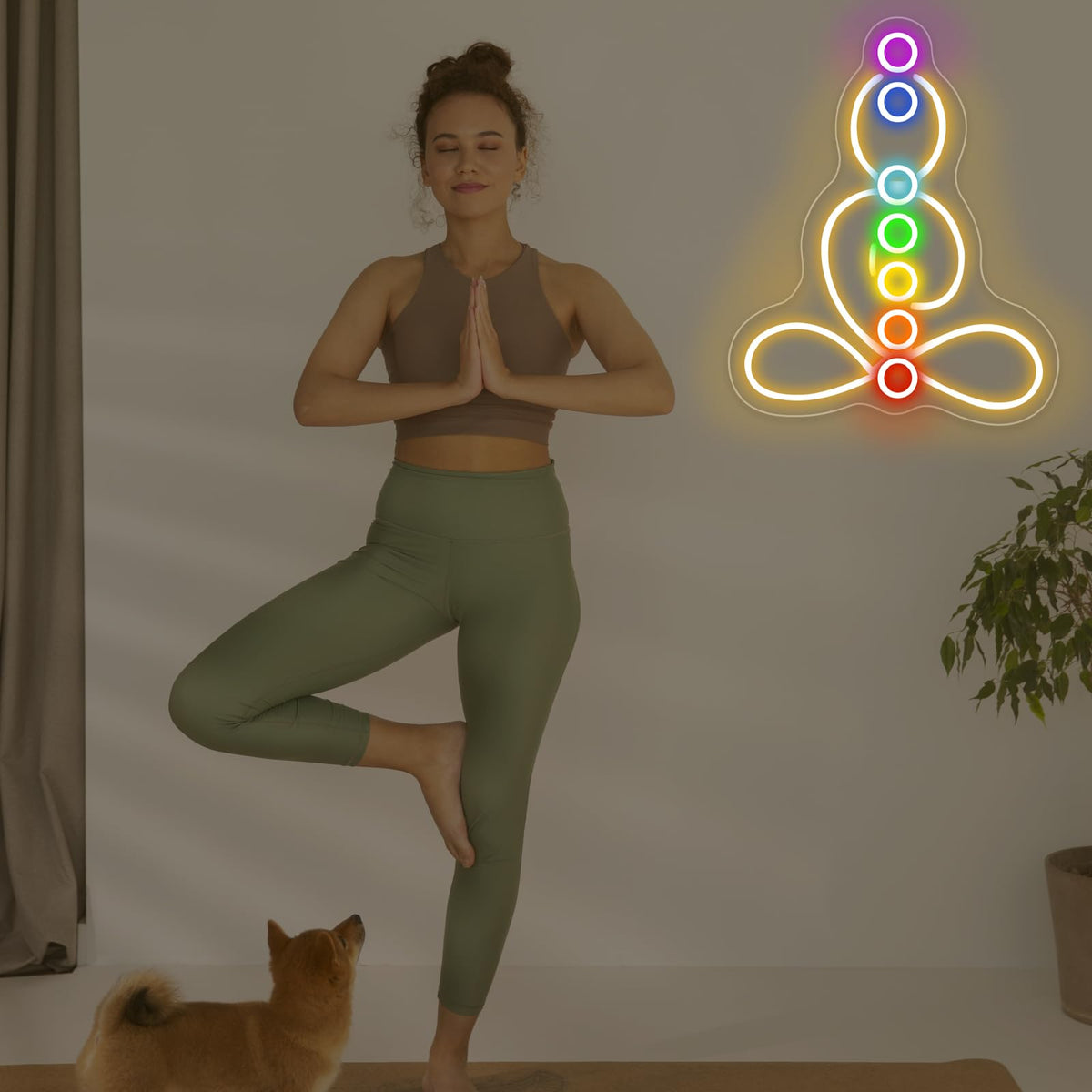 Seven Chakras Meditation Neon Sign Custom Yoga Studio Logo LED Sign Chakras LED Neon Pilates Studio Art Meditation Room Wall Art Yoga Lover Gift, Psychic Chakras Healing Exercise, Peaceful Sign
