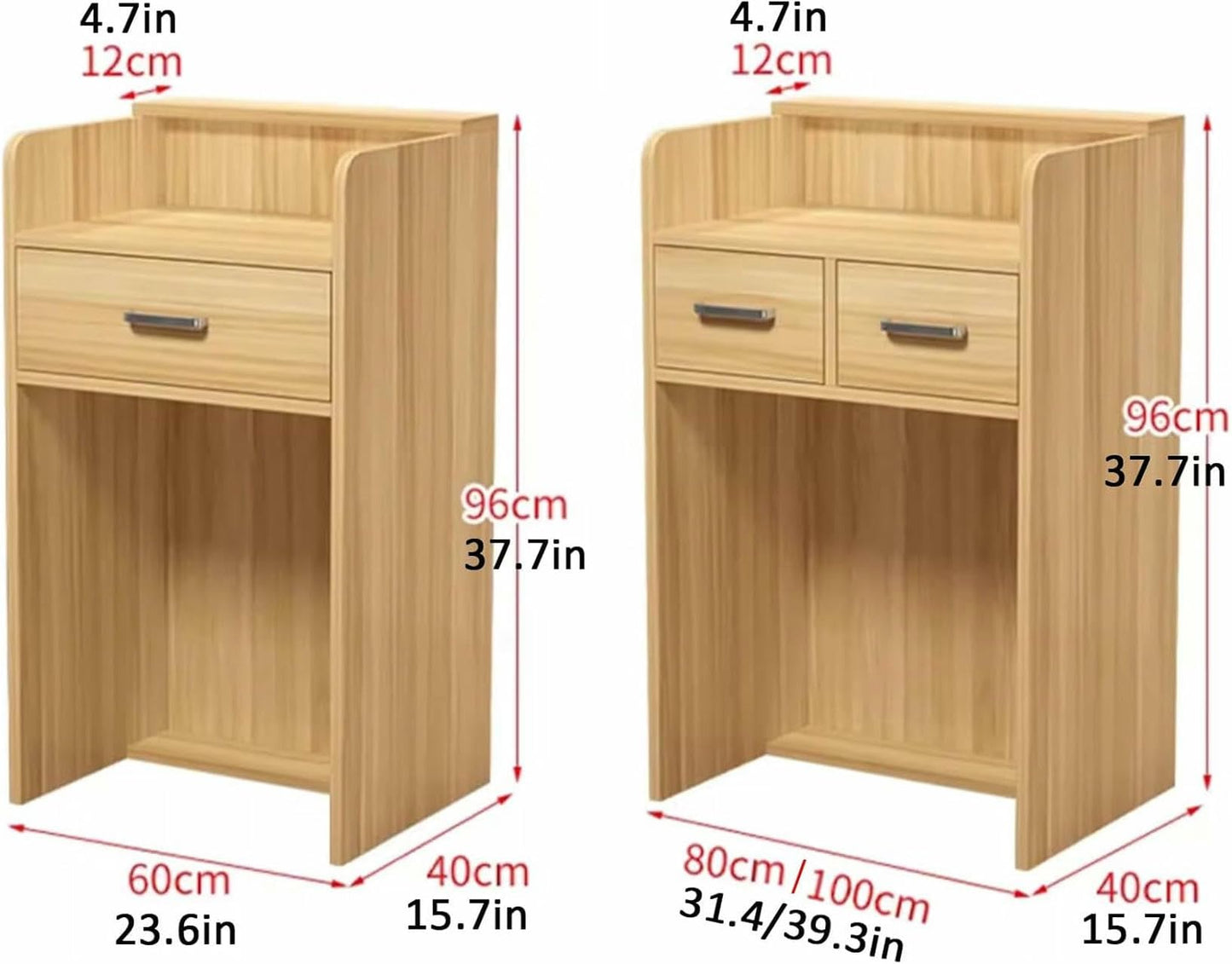 Reception Desk, Small Front Desk, Modern Retail Counter with Two Storage Drawers, Salon Counter Table Reception Counter for Store, Hotel, Supermarket