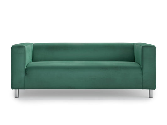 MASTERS OF COVERS Snug Fit Classic Velvet Klippan Loveseat Slipcover for The IKEA 2 Seater Klippan Loveseat Sofa Cover Replacement (Green, Velvet)