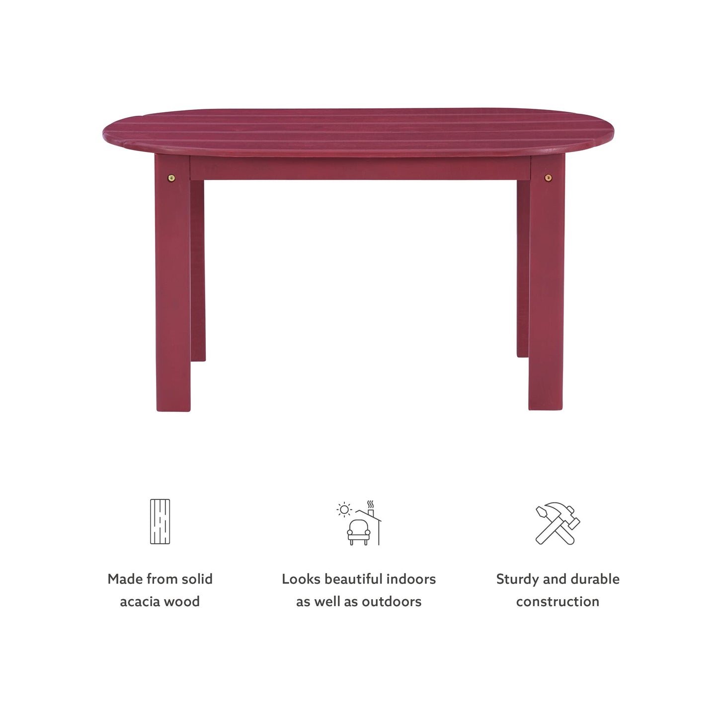 Linon Jayde Adirondack Coffee Table, Red, 21.06D x 38.39W x 3.94H in