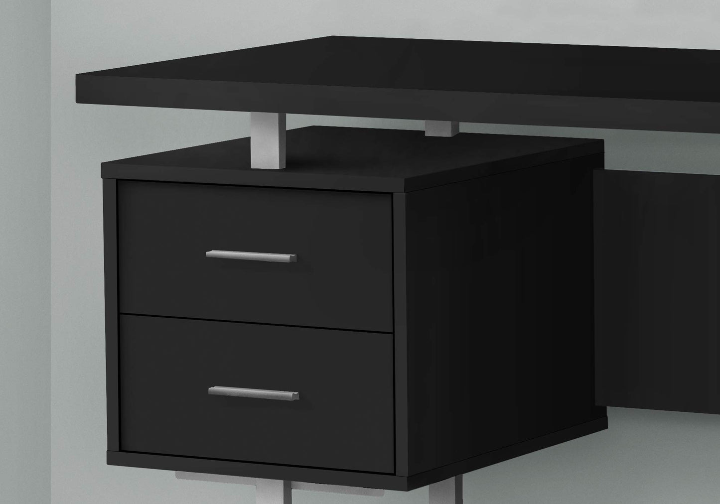 Monarch Specialties I 7634 Computer Desk, Home Office, Laptop, Left, Right Set-up, Storage Drawers, 60" L, Work, Metal, Laminate, Black, Grey, Contemporary
