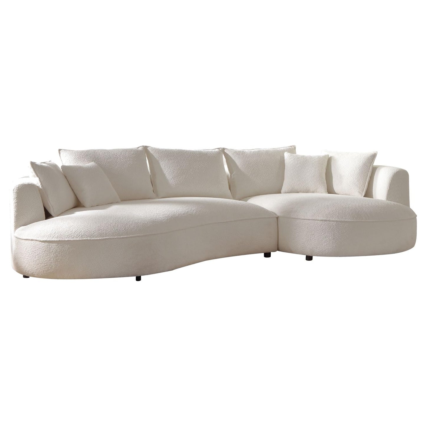 Modern Curved Sectional Sofa for Living Room, 125" L-Shape Corner Couch, Beige Boucle Upholstery Furniture, semicircular Chaise