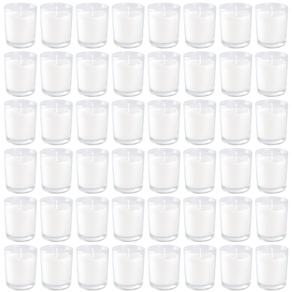 YOROXRG 48 Pack White Unscented Clear Glass Filled Votive Candles. Hand Poured Wax Candle Ideal Gifts for Home Décor Parties Weddings Holidays and Meditation (White)
