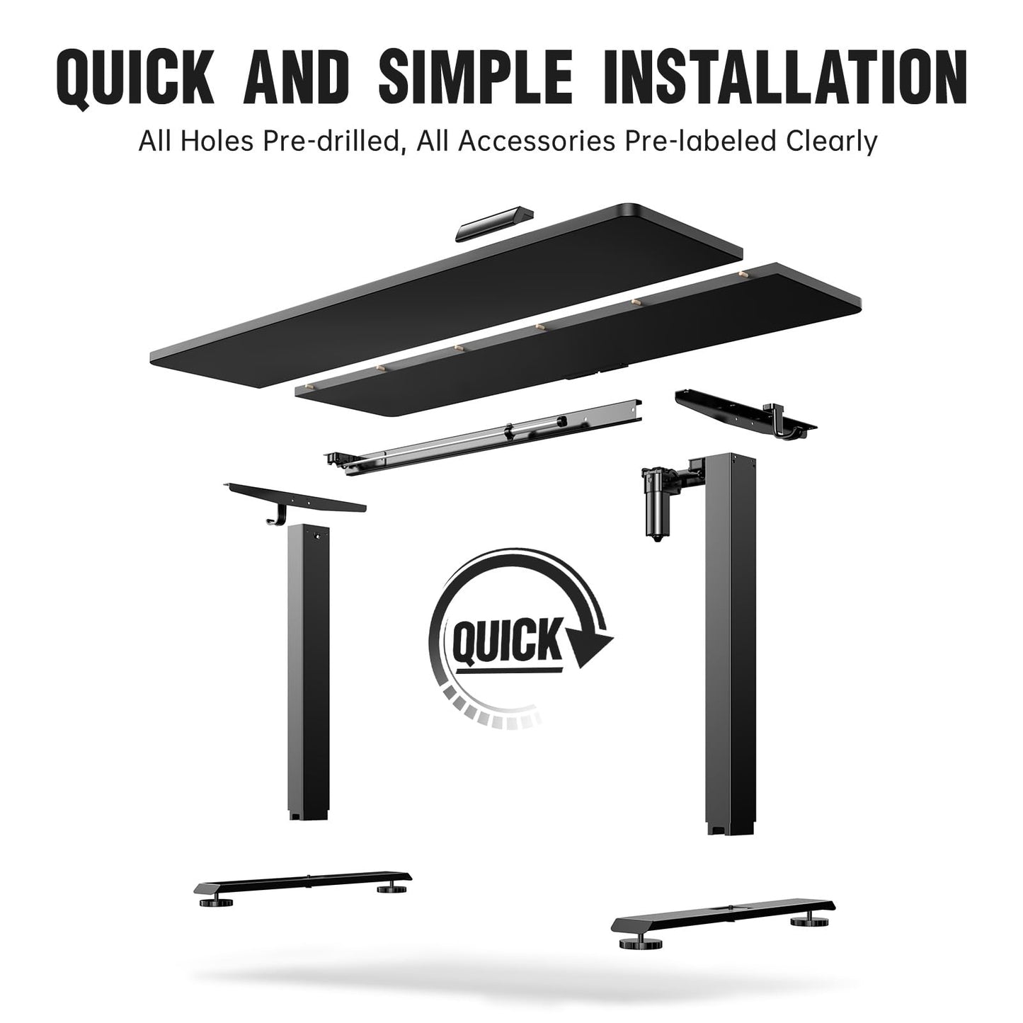 Veken 63x27.6 Inch Large Electric Standing Desk, Heights Adjustable,Sit to Stand Up, Work Home Office Computer Table for Walking Pad, Wooden Desktop Desks, Black