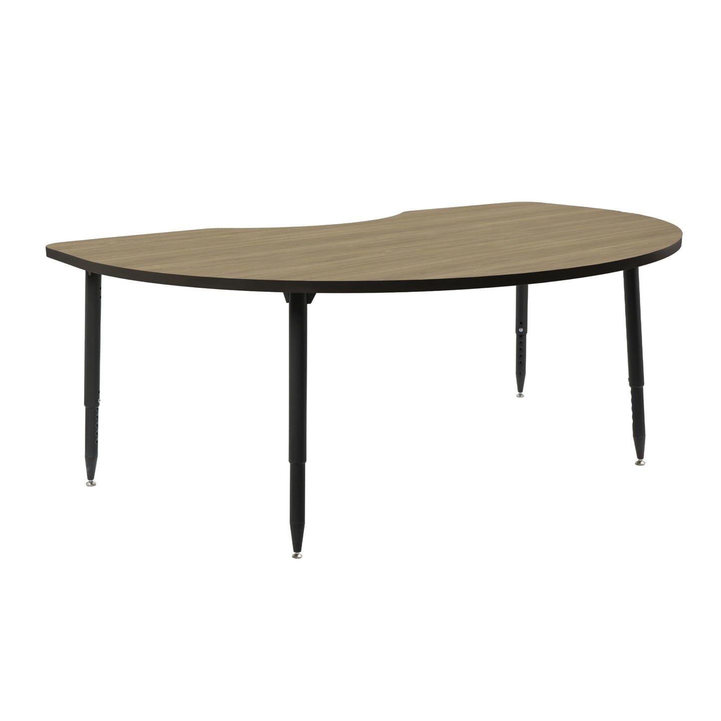 Adapte Commercial Classroom Activity Table - 48" x 72" Kidney, ADA Compliant Tapered Legs with Glides & Casters, Adjustable Height 22-34" Wheelchair Accessible, School & Office Furniture