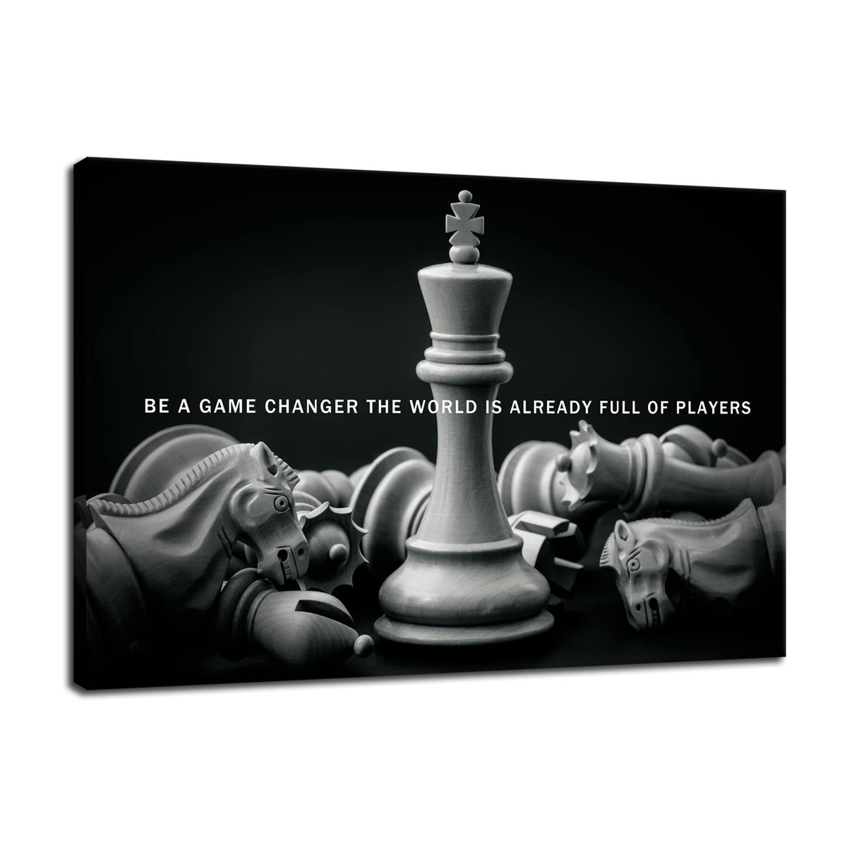 Be A Game Changer The World Is Already Full Of Players Motivational Wall Art International Chess Inspirational Poster Canvas Painting Prints Wall Pictures for Home Decor Framed Artwork [24''W x 36''H]