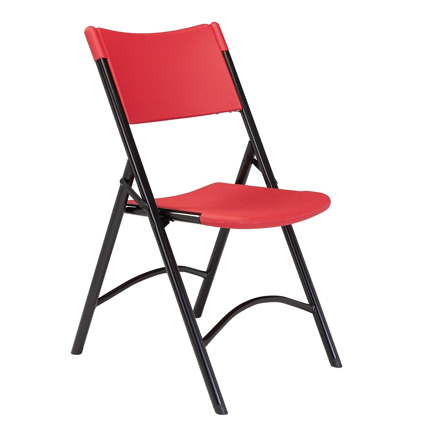 Plastic Portable Folding Chairs by National Public Seating – 600 Series Premium Lightweight Foldable Chairs for Indoor & Outdoor, Set of 4 – Comfortable, Durable, Institutional-Grade, Red