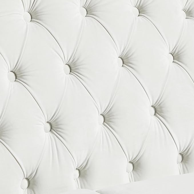 LEVNARY White Velvet Chair for Bedroom, Upholstered Sofa Chair
