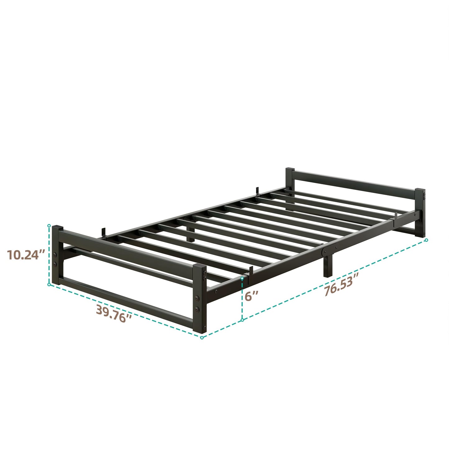 VECOCHO Twin Bed Frames,6 Inch Low Bed Frame Twin Size Metal Platform Bed Frame,Single Floor Bed Frame No Box Spring Needed,Anti-Slip Mattress Foundation with Strong Bearing Capacity,Black