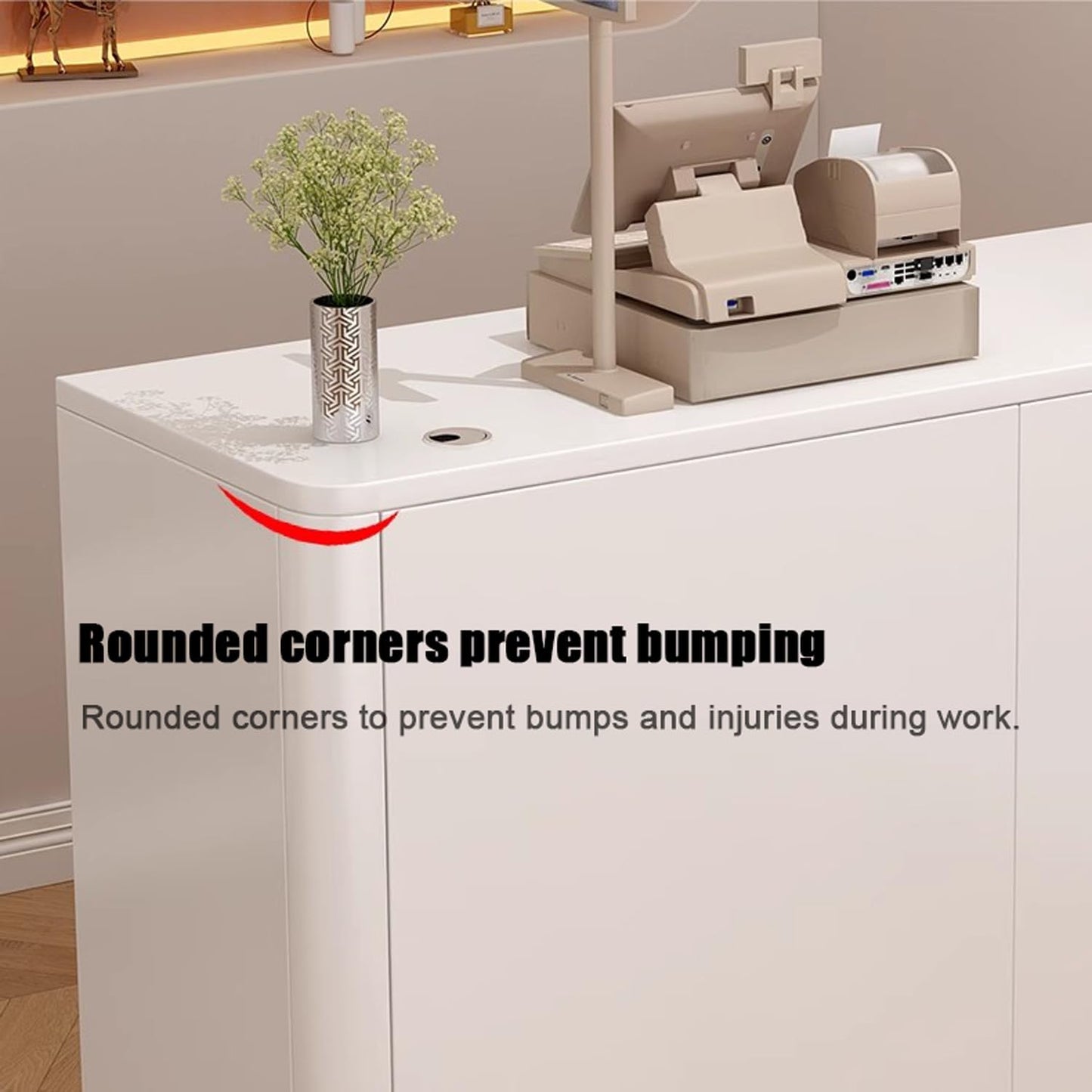 Lockable Reception Desk with Counter - Small Cashier's Desk for Salon, Office, and Front Counter Use - Stylish and Secure Solution for Reception Areas