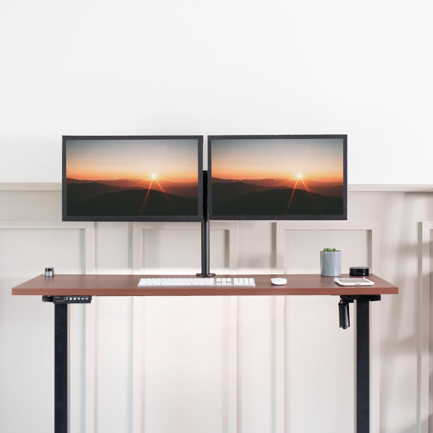 VIVO 55 x 24 inch Universal Solid One-Piece Square Corner Table Top for Standard and Sit to Stand Height Adjustable Home and Office Desk Frames, Dark Walnut, DESK-TOP55D-S