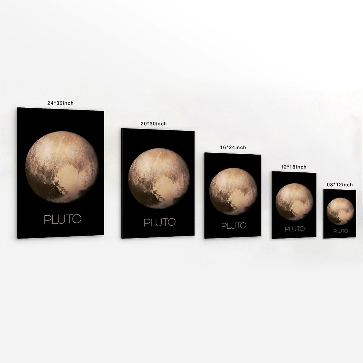 Solar System Planets Canvas Wall Art - Pluto Planet Space Poster for Kids Room Bedroom Classroom, STEM Educational Astronomy Decor, Science Gift for Boys Girls, 12x18 Inch Framed