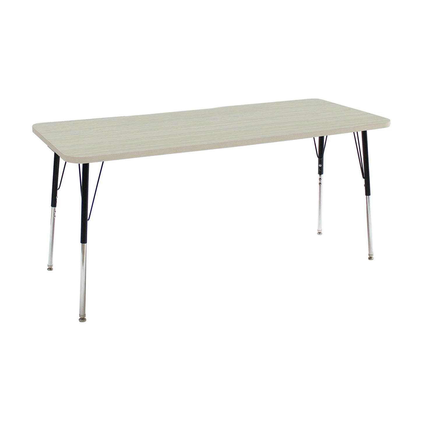 FDP La Madera Rectangle Activity Table (24 x 72 inch), Standard Legs with Swivel Glides, Adjustable Height 19-30 inches Modern Professional Woodgrain Tabletop - Asian Sand/Black