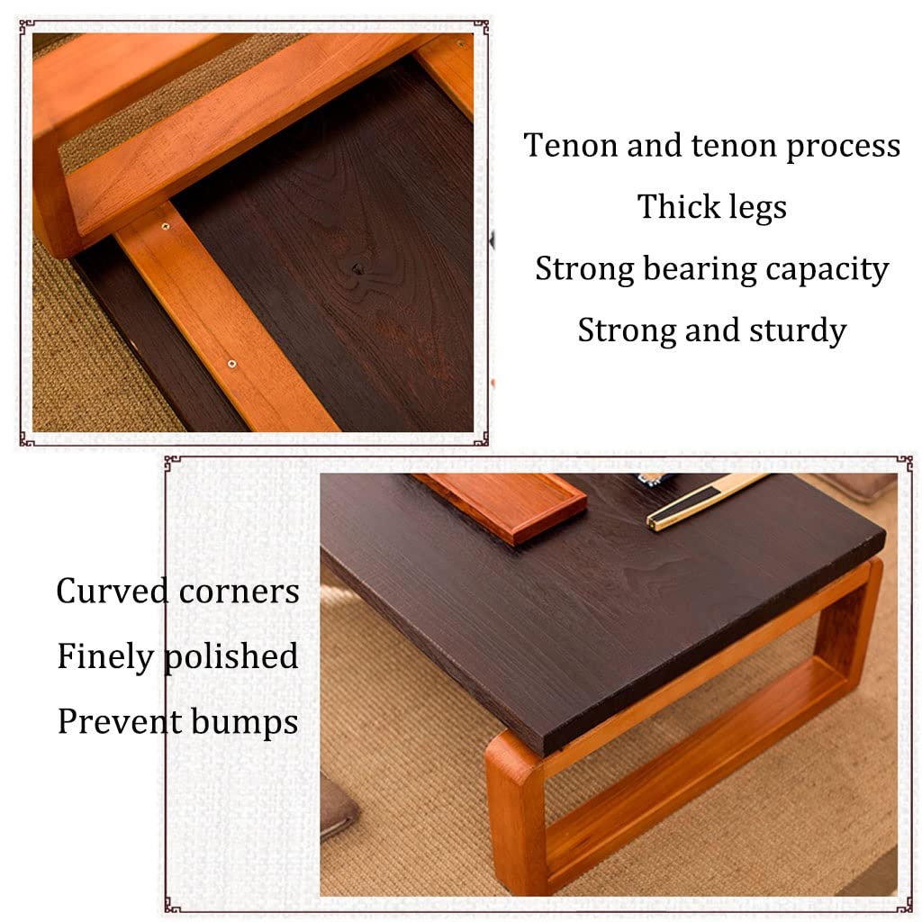 GLDGJMZ Bay Window Kung Fu Coffee Table Zen Tea Table for Living Room Japanese Style Retro Low Meditation Table (60x40x30cm) Ideal for Relaxation and Aesthetic Decor