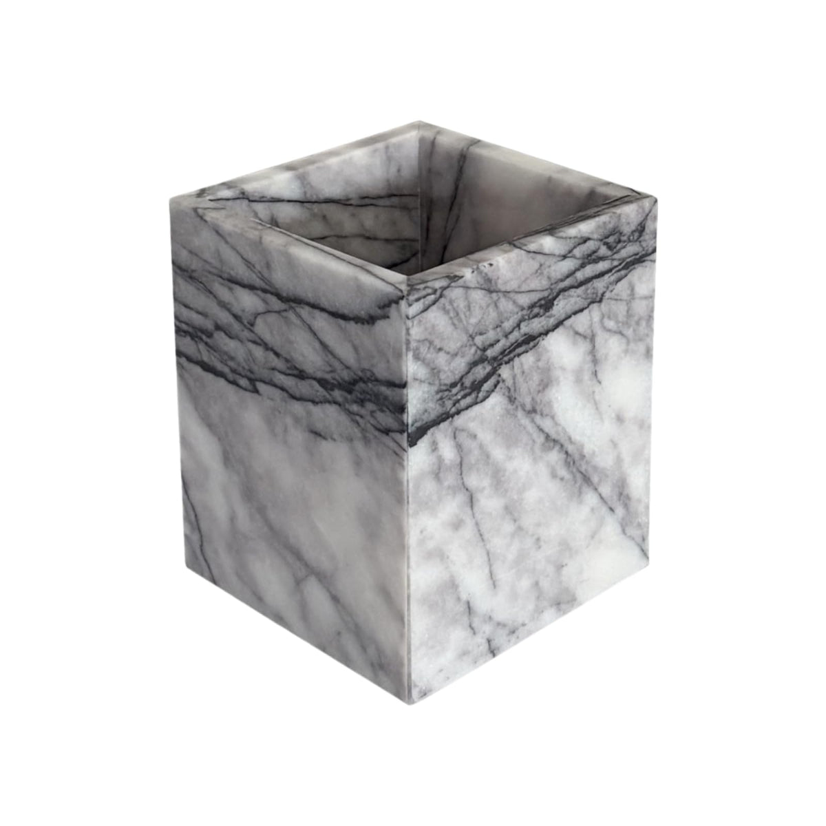 StonePlus Natural Marble Stone Square Storage Container Empty Vessel Holder Cup for Candle/Pens/Sundries items (Lilac Marble)