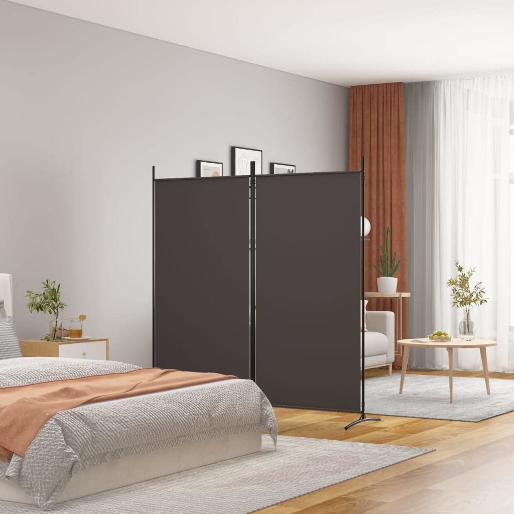 vidaXL vidaXL Room Divider, Folding Privacy Screen 2 Panel Room Divider, Freestanding Room Partition Wall Divider for Room Separation, Brown Fabric