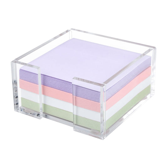 Acrylic Sticky Note Holder, 3 x 3 Crystal Clear Acrylic Notepad Holder Sticky Note Dispenser for Dorm Room and Office Desk Organizer