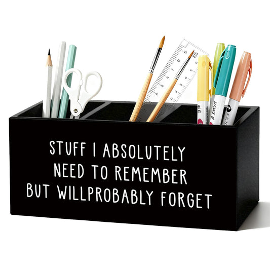 LIANGW Funny Pen Holder, Funny Pencil Holder for Desk, Office Humor Gifts, Coworkers Gifts for Women Men Wooden Box Sign Decorations for Office Workplace Desk Tabletop