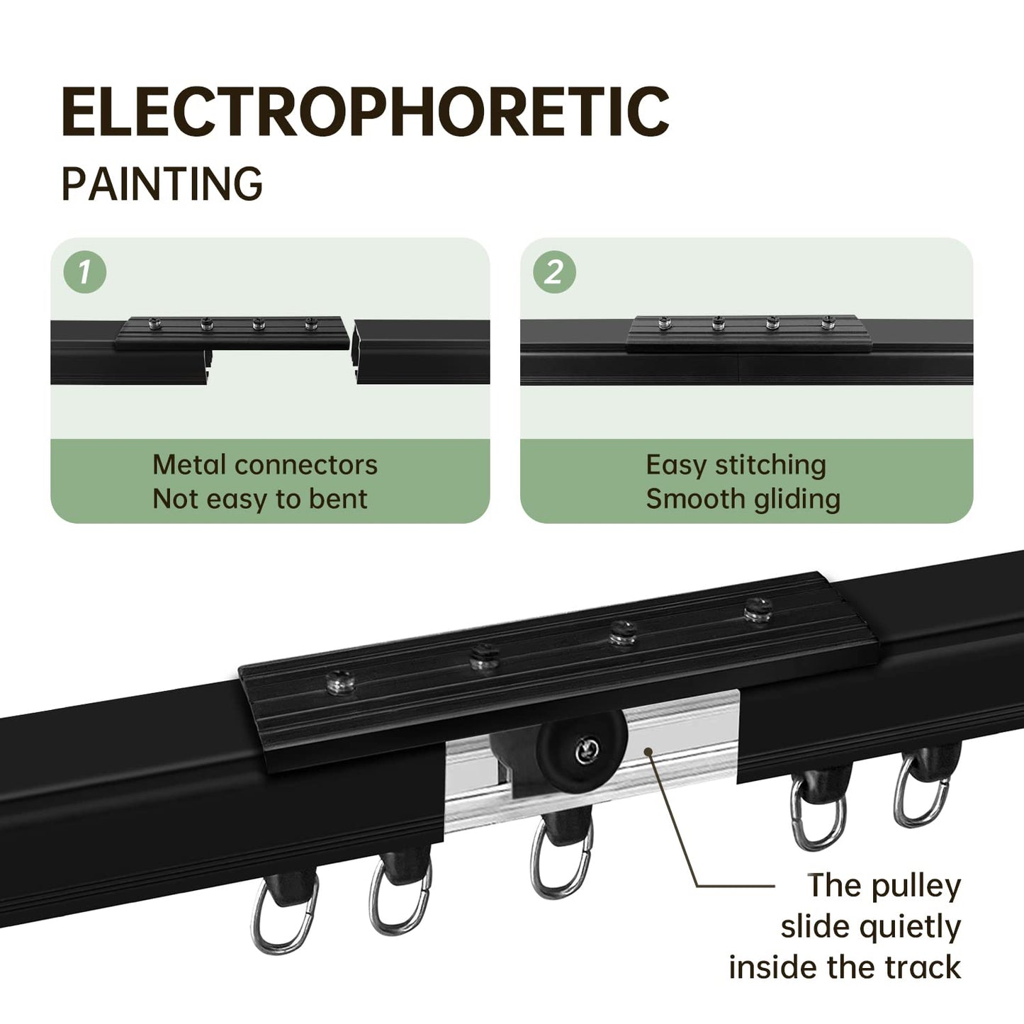 MaKefeile Ceiling Curtain Tracks 12FT,Curtain Track Wall Mount,Ceiling Mounted Sliding Door Curtains Rails Outdoor Extra Long Curtains Rod Room Divider Track for Living Bedroom with Hooks,Black