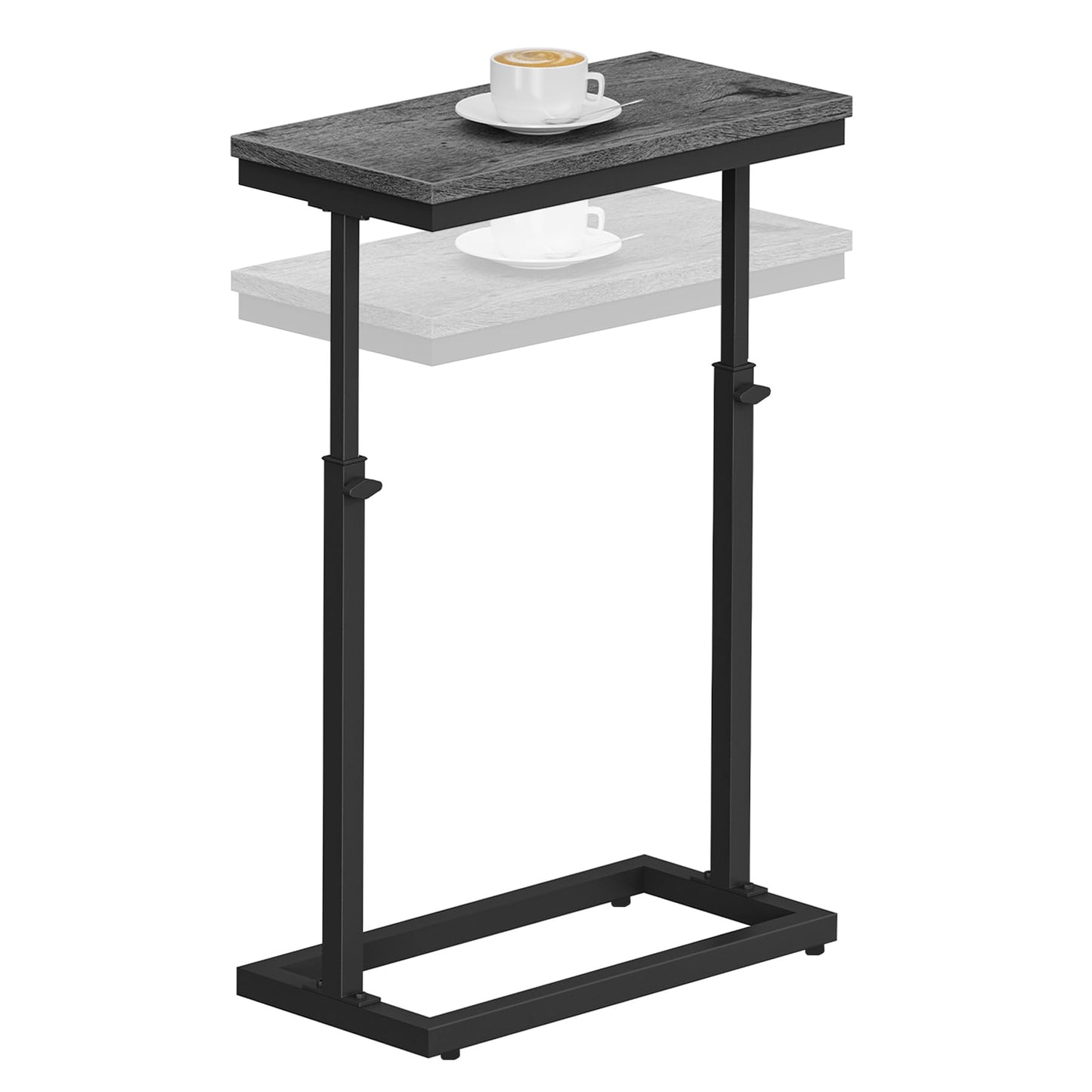 TUTOTAK End Table, Side Table, Tall Couch Table, Sofa Table, Living Room, Bedroom, Grey TB01BY083
