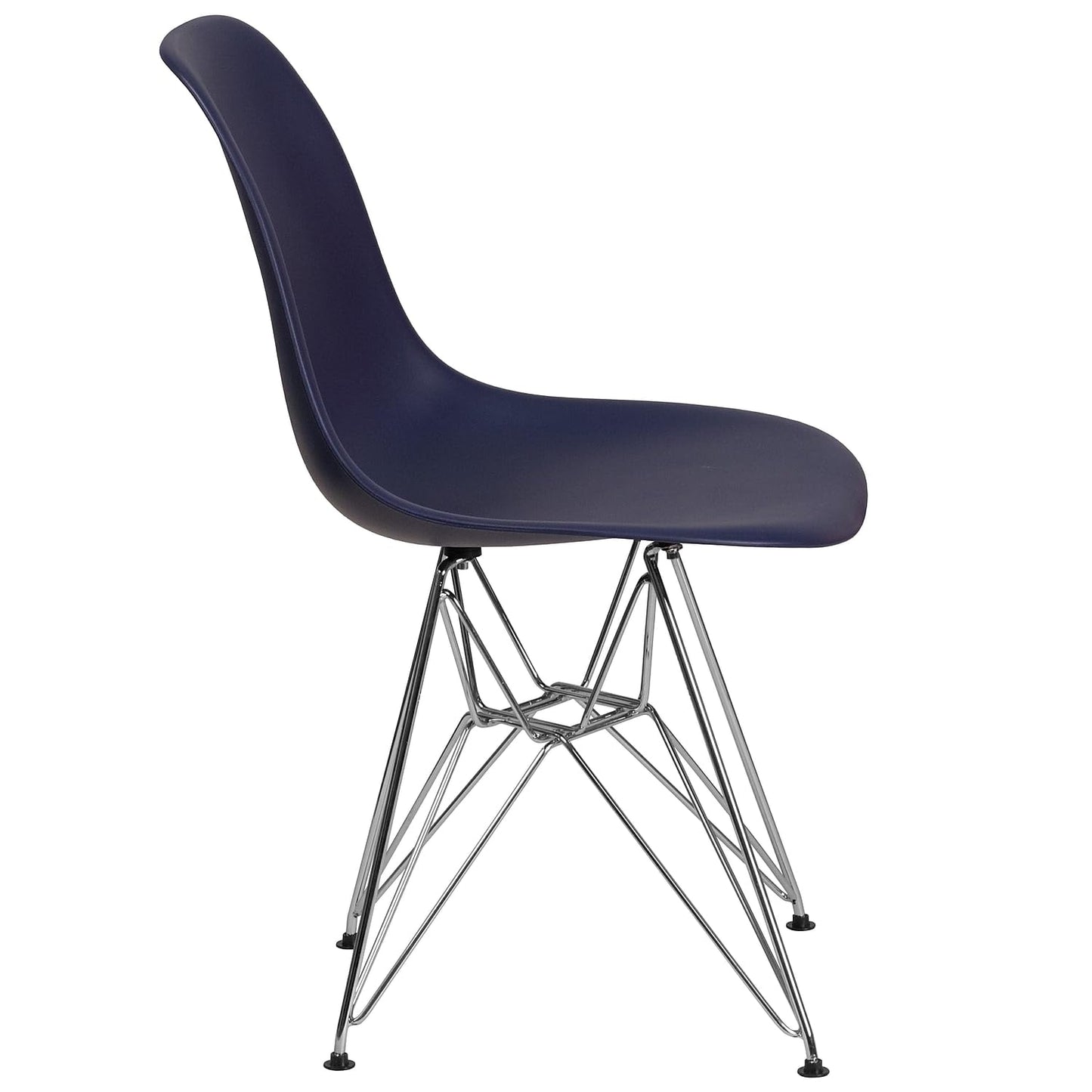Flash Furniture 2 Pack Elon Series Navy Plastic Chair with Chrome Base