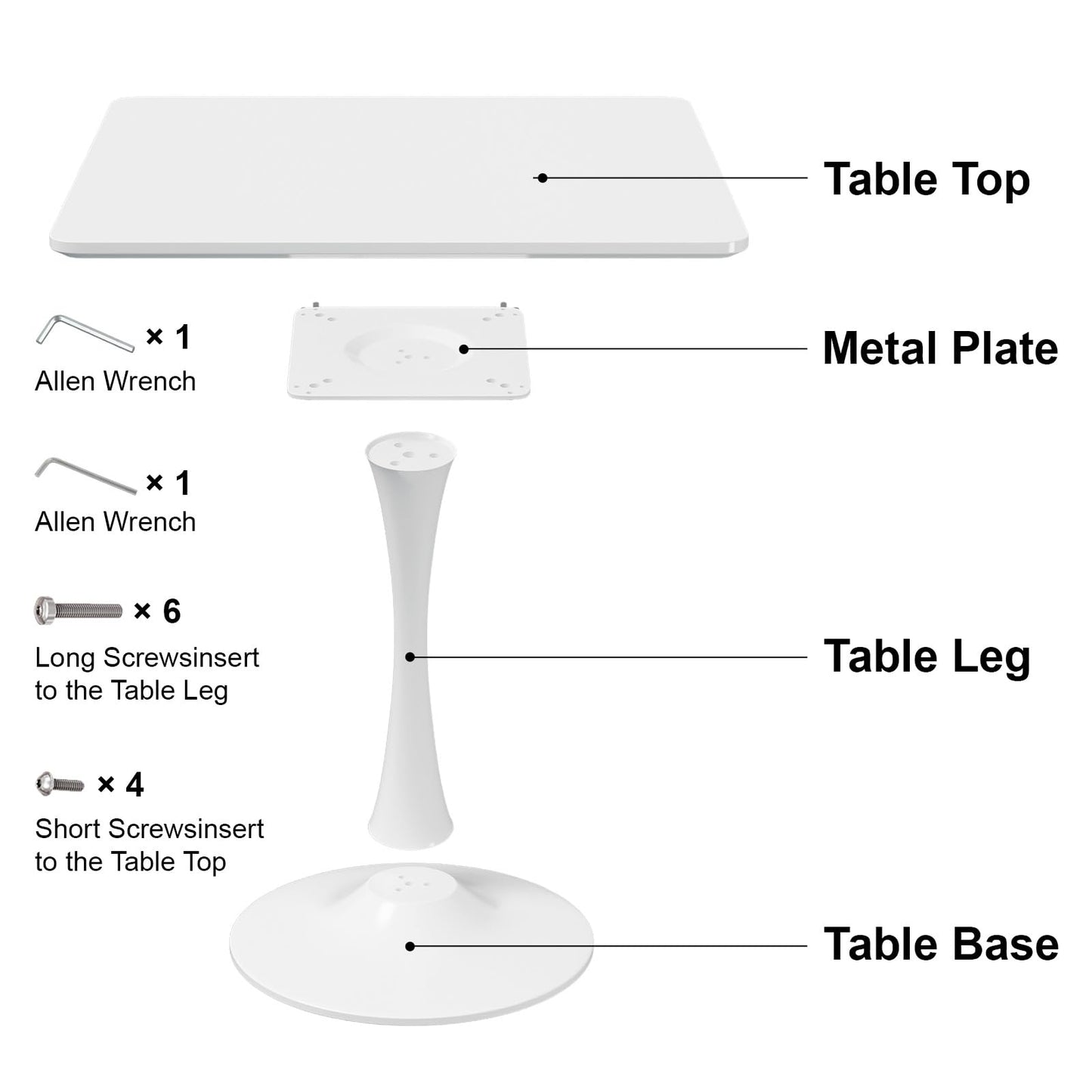 White Square Tulip Table for 2 Person, 24 Inch Small Dining Table with Pedestal Base for Two, Mid Century Modern Tulip Tables for Kitchen, Living Room, Cafe, Coffee, Office, Bistro, Pub, Bar, Wood Top