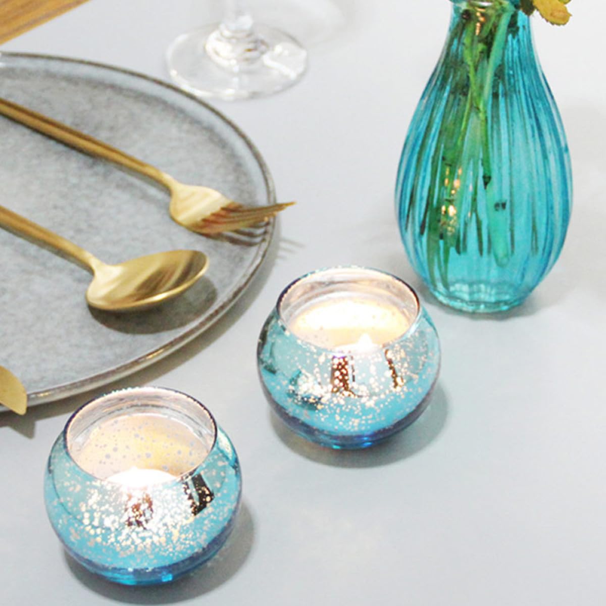 DIYEAH 12pcs Patterned Hollow Glass Candle Holders Decorative Votive Candle Cups for Home Décor and Party Centerpieces