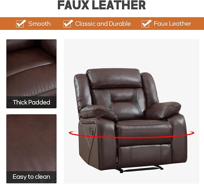 EBELLO Faux Leather Recliner Sofa Furniture Set