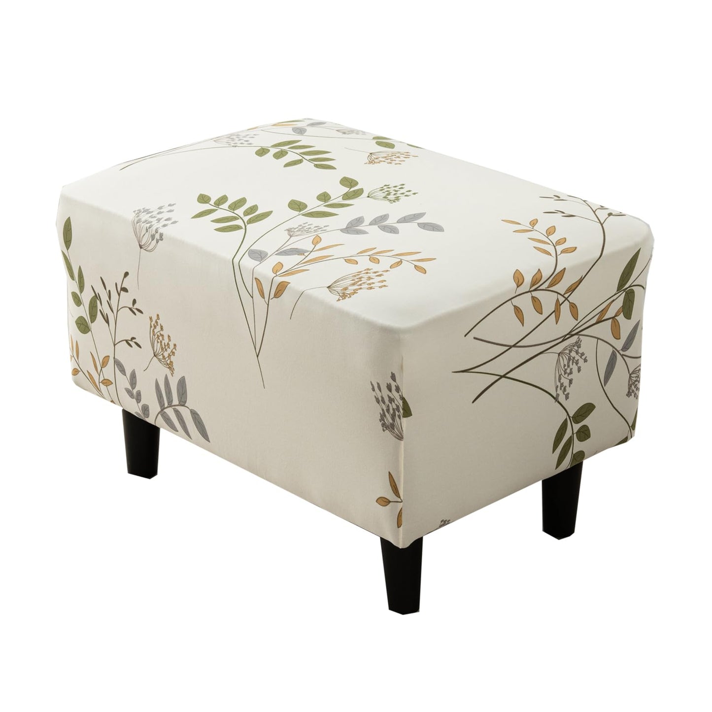 KRFOONN Ottoman Slipcovers Stretch Ottoman Cover Rectangular Footrest Sofa Slipcovers Stool Cover Printed Storage Footrest Stool Covers Furniture Protector with Non Slip Elastic Bottom (T1, X-Large)