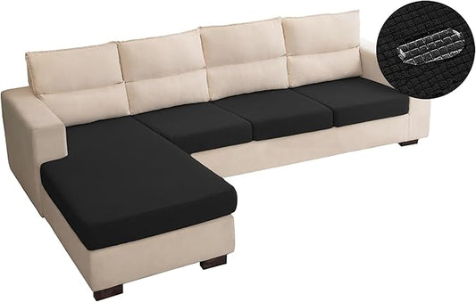 Water Repellent L Shaped Couch Covers, 4 Pieces Sofa Seat Cushion Slipcovers
