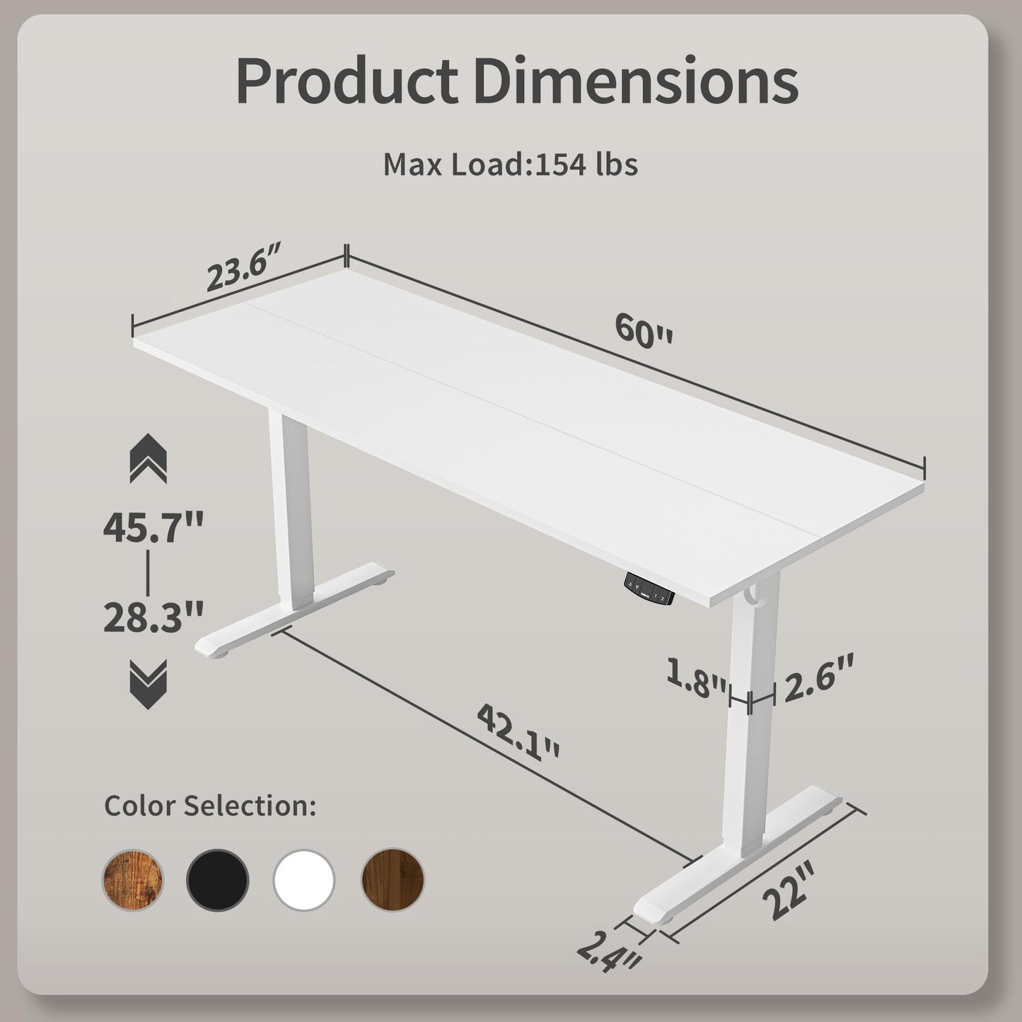 Agilestic Electric Standing Desk, 60 x 24 Inches Height Adjustable Desk, Sit Stand up for Work Office Home, Ergonomic Rising Computer Table with Memory Preset, White