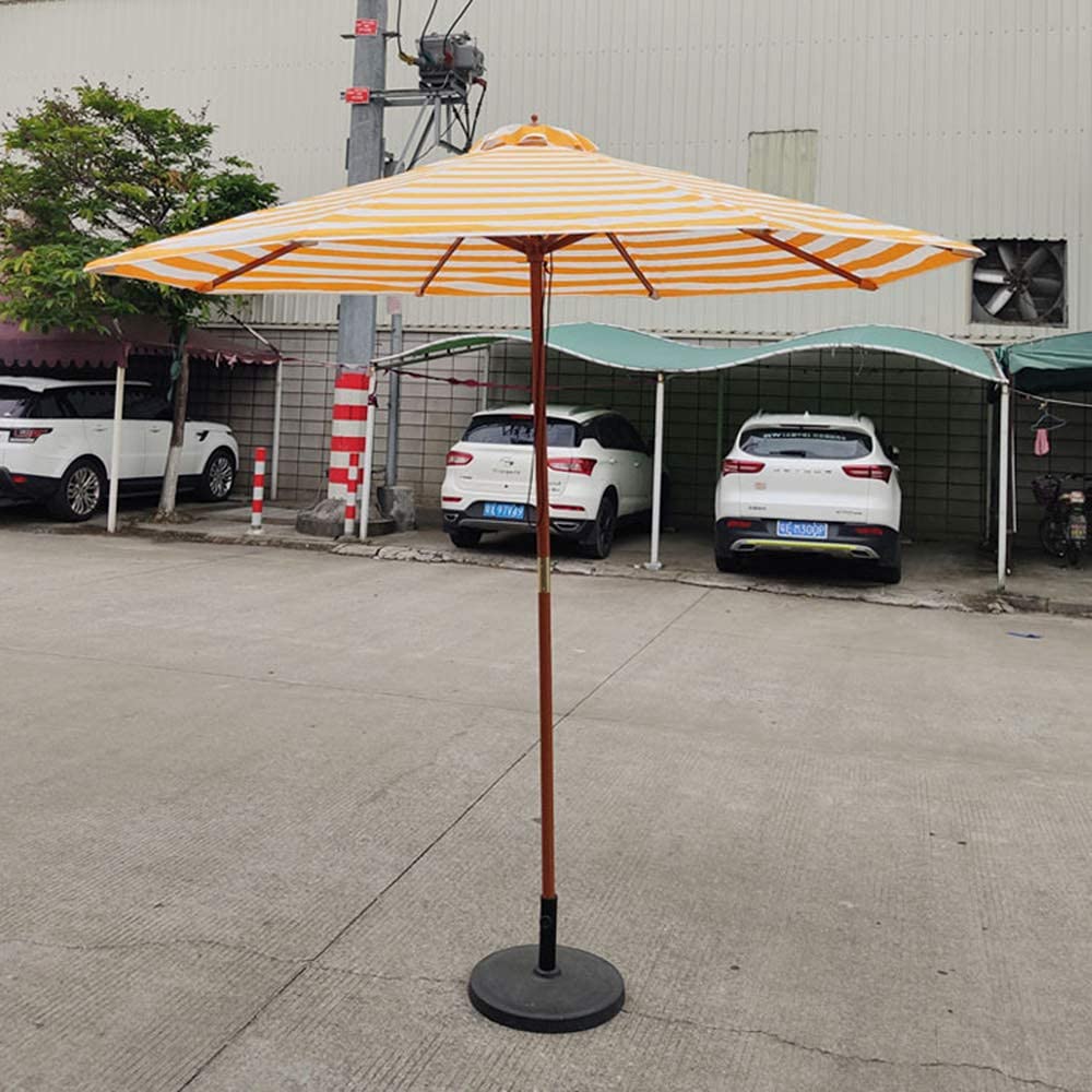 LSLYTQ 2.7M Striped Patio, Outdoor Umbrella Patio Market Table Umbrella, Solid Wooden Pole, 8 Ribs,Outdoor Sun Shade For Garden, Lawn, Deck, Backyard&Pool good