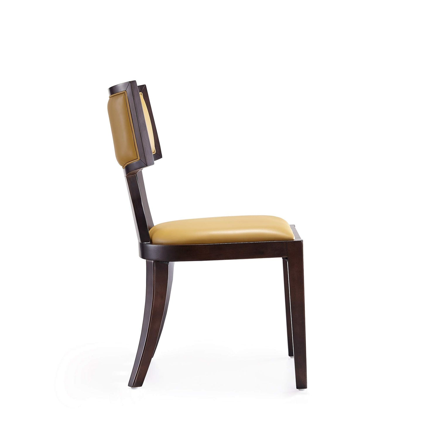 Manhattan Comfort Pulitzer Faux Leather Dining Chairs Set of 2, Solid Beech Wood with Walnut Finish, Iconic Greek Design, Fully Assembled Accent Kitchen Furniture, Camel