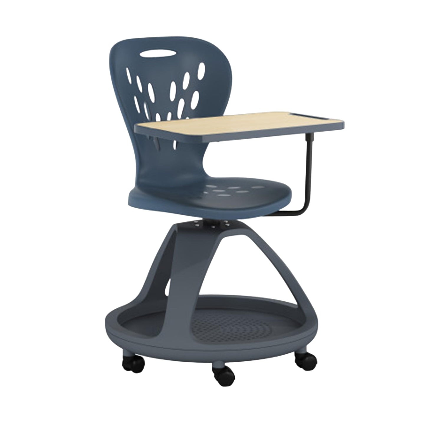 Flash Furniture Laikyn Dark Gray Mobile Desk Chair with 360 Degree Tablet Rotation and Under Seat Storage Cubby