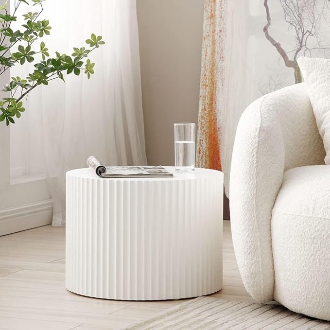 White Round Coffee Table Nesting Coffee Table Set of 2 Contemporary Circle