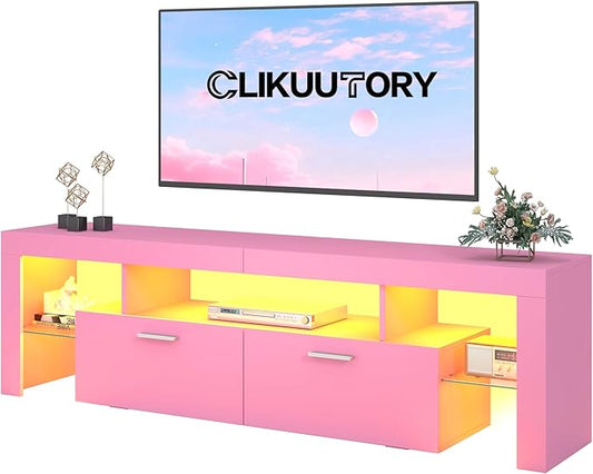 Clikuutory Modern Lighting 63 inch TV Stand