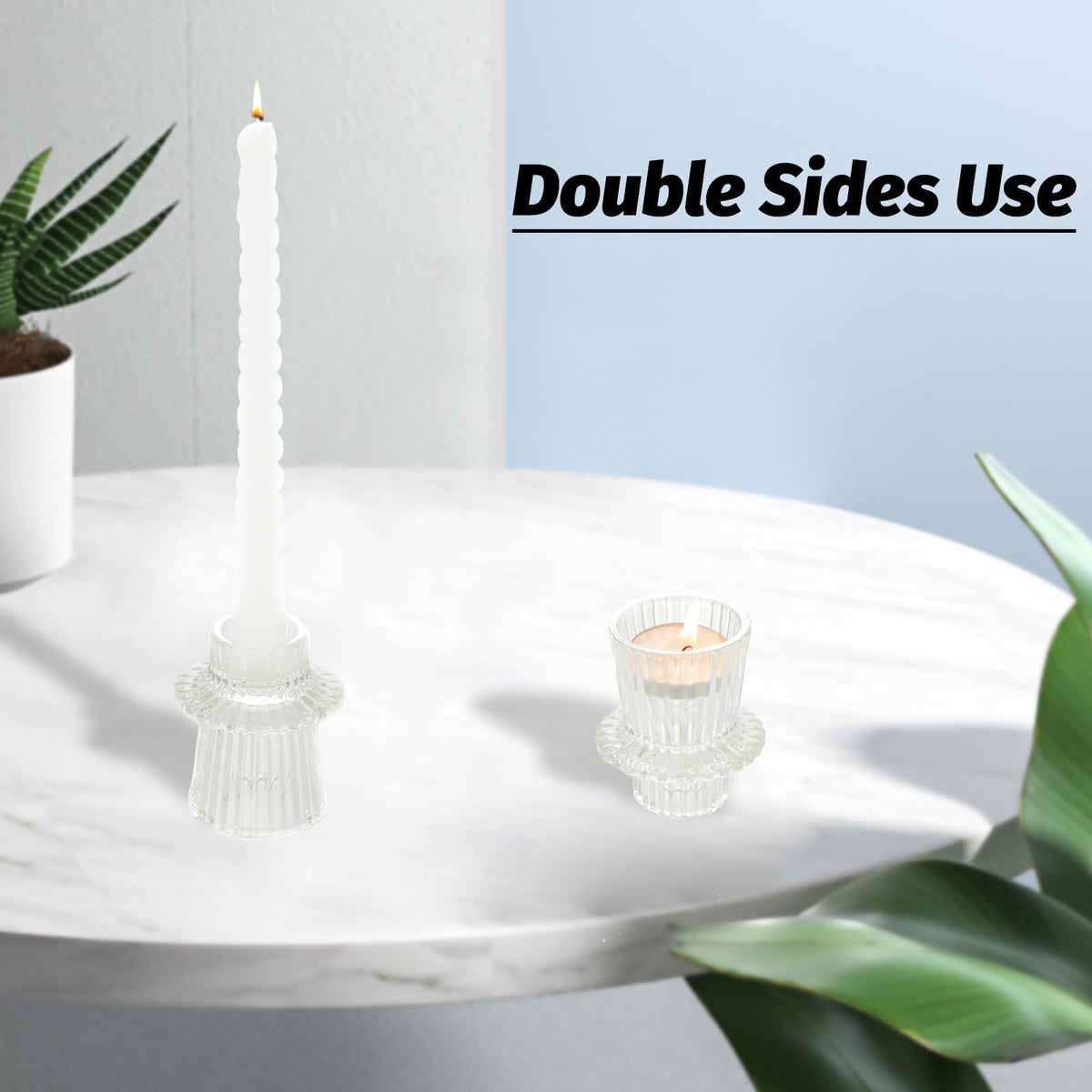 BEZURA Tealight Candle Holder, Taper Glass Candlestick Holders, Votive Candle Stick Candle Holder for Table Centerpiece Wedding Dinner