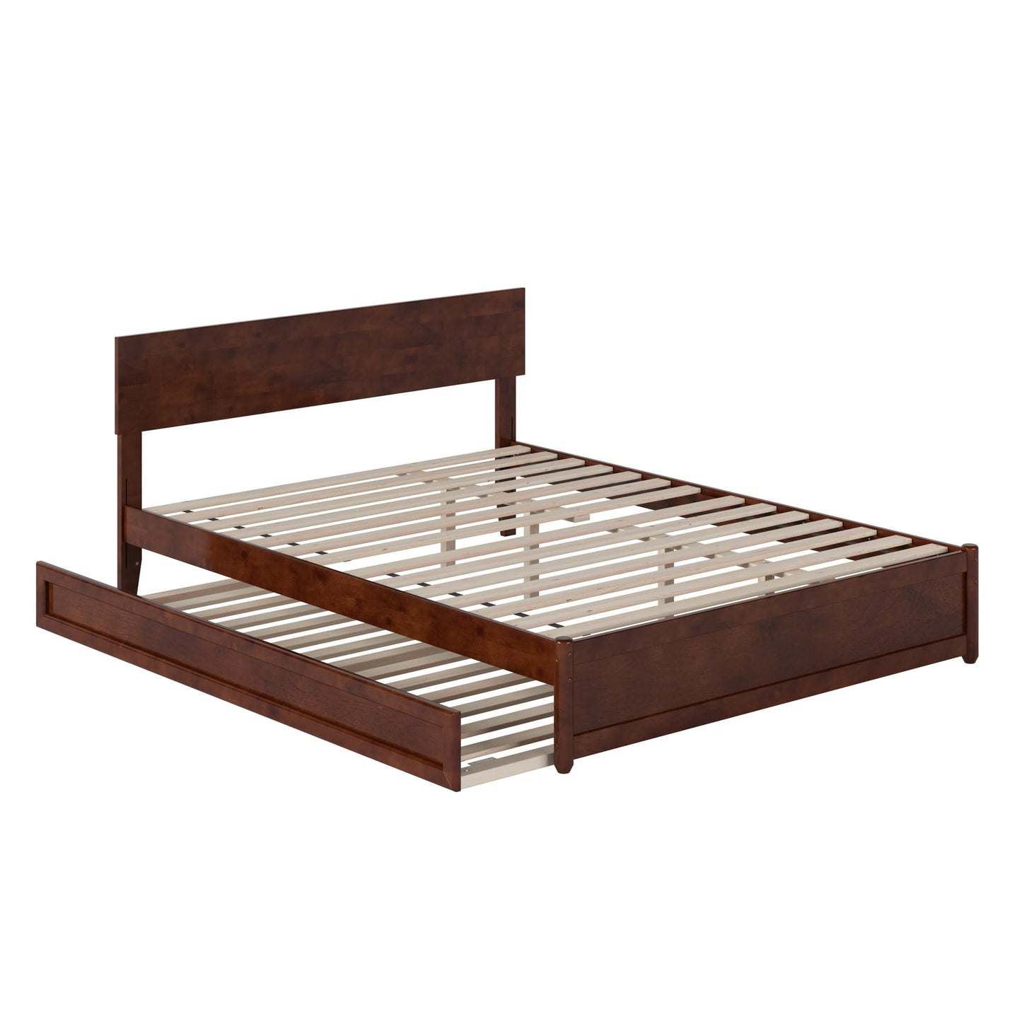 AFI, Wesley Queen Platform Bed with Panel Footboard & Twin XL Trundle, Walnut