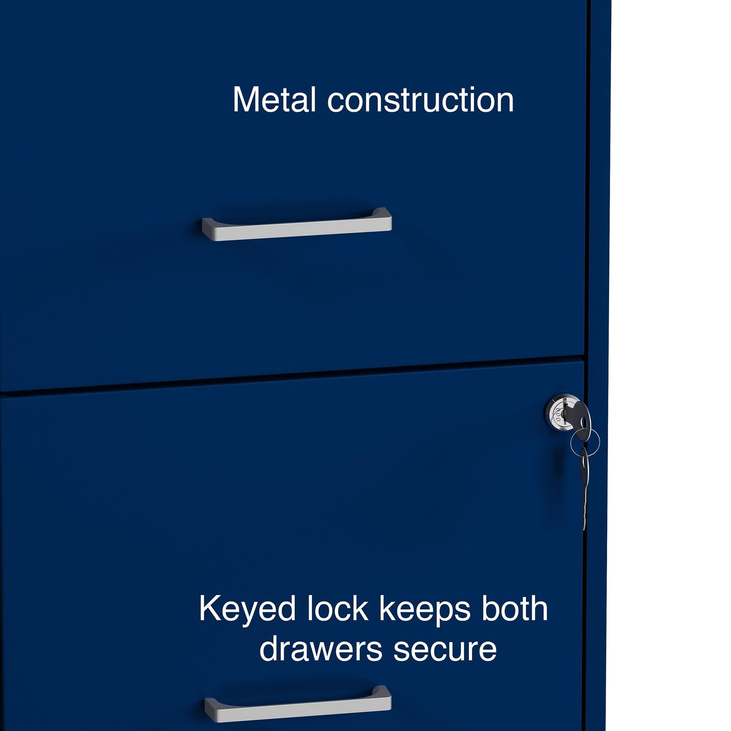 STAPLES 2-Drawer Vertical File Cabinet, Letter Size Documents, Lockable & Mobile, 18" D x 14" W x 26.3" H, Blue