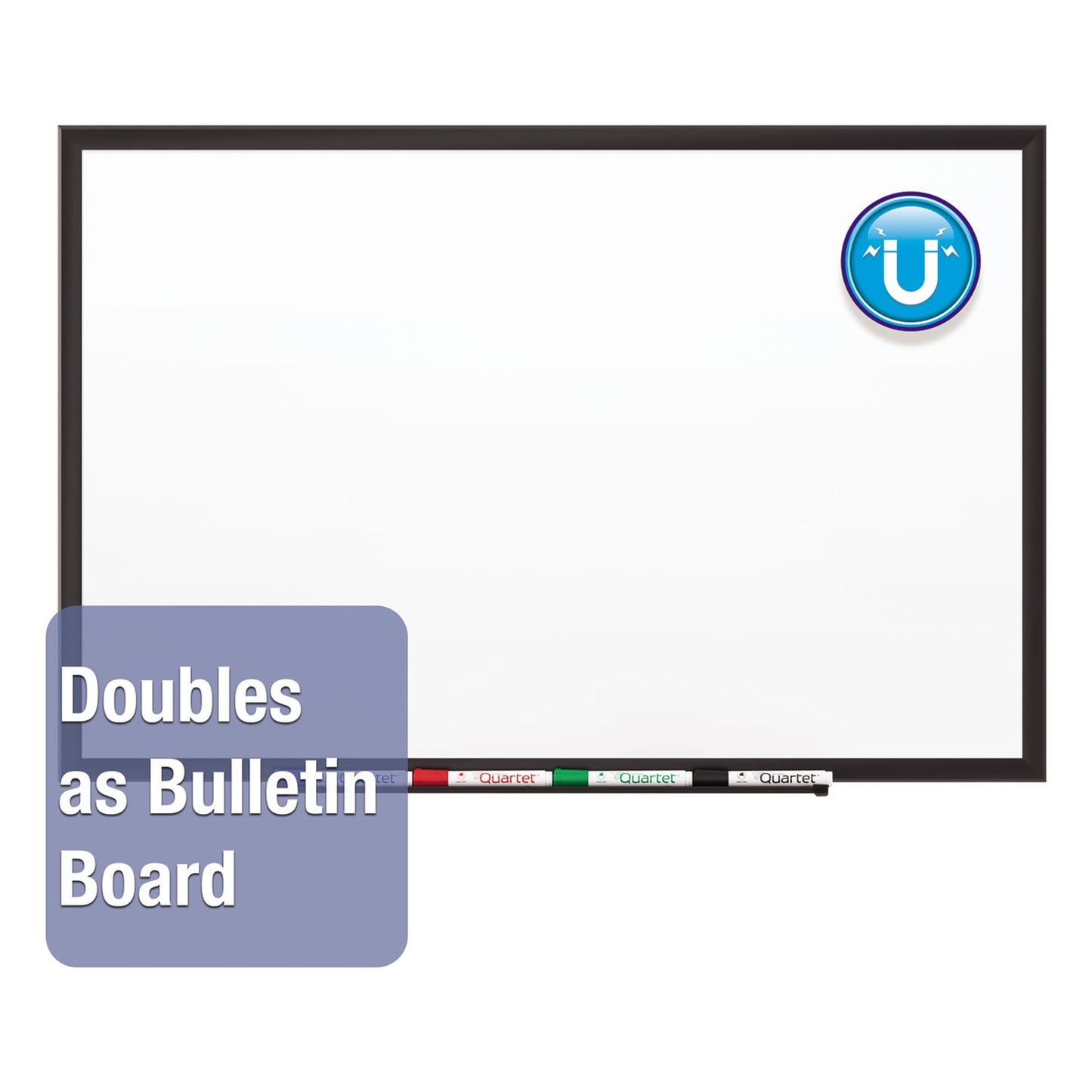 Quartet Magnetic Porcelain Whiteboard, 6' x 4' White Board, Premium, Duramax, Black Aluminum Frame (2547B)