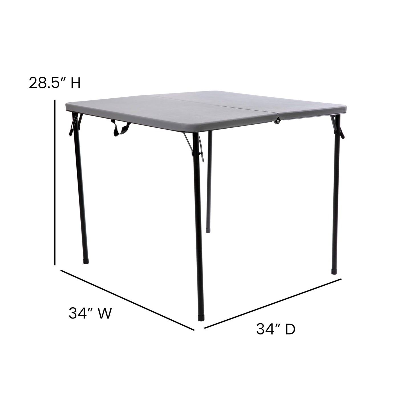 Flash Furniture Dunham 2.83' Square Plastic Folding Event Table with Carrying Handle, Bi-Fold Portable Banquet Table for Indoor/Outdoor Events, Gray