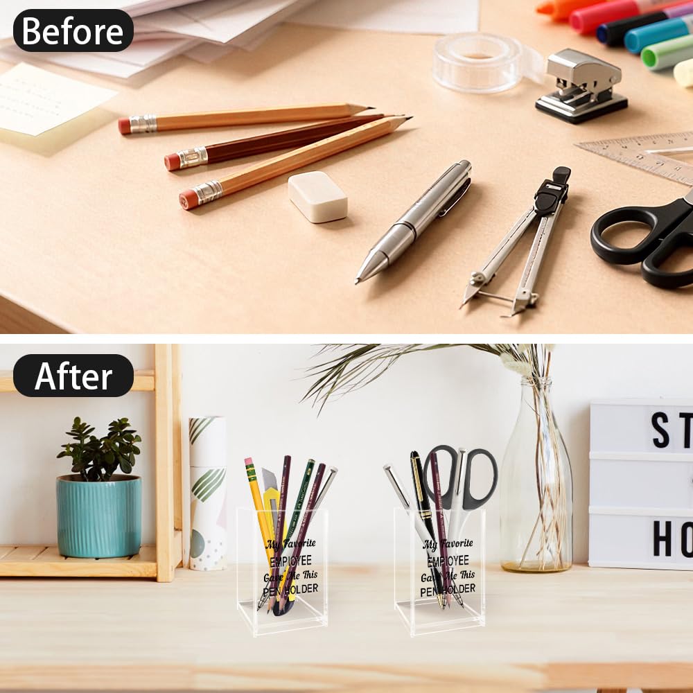 ZuEiiDop Boss Gifts for Women Men Christmas Valentines Day Birthday Appreciation Gift for Boss Lady Leader Supervisor Manager Director Bosses Day Gifts for Her Him Bosses Acrylic Pen Holder Pencil Cup
