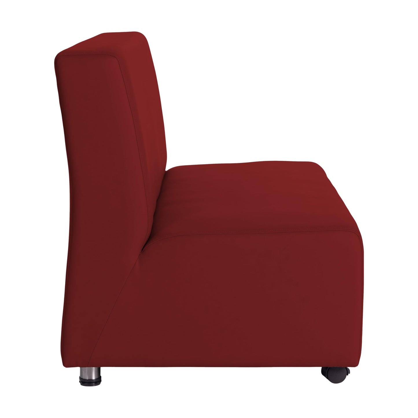 FDP Pro Series Upholstered Armless Mobile Sofa with Locking Casters for Portability Commercial Seating for Hotel Lobby, Office, Restaurant, Waiting Room, Home - Crimson